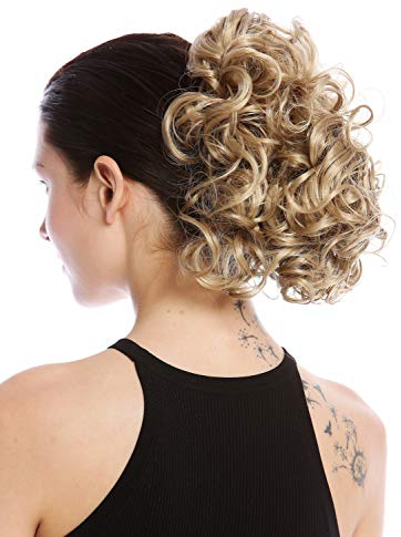 WIG ME UP - MKB-22-V-25 Toupet Coda di cavallo Fermacapelli a pettine Corti Voluminosi Ricci Biondo