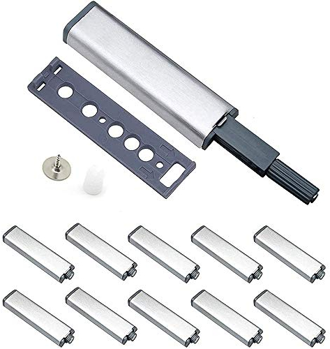 Türdämpfer, 10 Stück Möbeltürdämpfer Edelstahl Touch Latch Schließen Damper Buffer für Schranktüren Case Drawer Scharnier Push to Open System mit magnetischer Zuhaltung Türschnapper