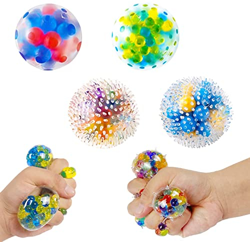 4pcs Anti-Stressball Set,Stress Reliever Balls,Anti Stress Bälle,Stressball Kinder,Fighe Toys Stress Ball,Dekompression Kid Spielzeug,Stressbälle für Kinder Erwachsene Spielzeug