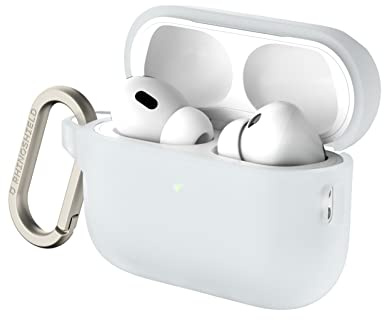 RHINOSHIELD AirPods Case mit Karabiner kompatibel mit Apple [AirPods Pro 2] | Fallschutz in Militärqualität, Kratzfest, kabelloses Aufladen - [Transparent, Standard Set]