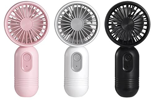 VanSmaGo [Portable Mini Fan 3-pack] Handheld Personal Small Fan with 3-speed for Travel, USB Rechargeable Battery Operated Eyelash Fan, Black&White&Pink
