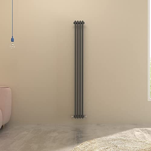 Anthracite Traditional Radiator Cast Iron Style Vertical Radiator Double Columns Heating Centre Radiator for Bathroom,Living Room and Kitchen1800x200mm
