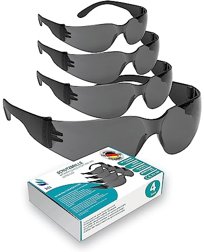 kela 4er Pack Schutzbrille CHAMPION I 100% Made in Germany | getönt splitterfrei kratzfeste Arbeitsschutzbrille mit Anti Fog und UV-Beschichtung I Sportbrille
