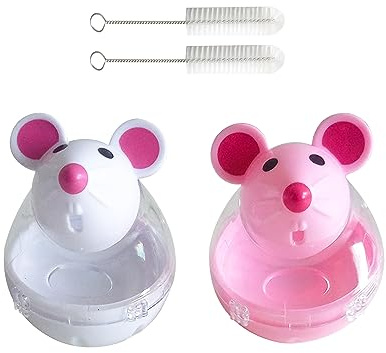 2 juguetes de alimentación con 2 cepillos de limpieza, dispensador de bolas de alimentación para gatos, juguetes de golosina, estación de alimentación para entrenamiento interactivo, IQ