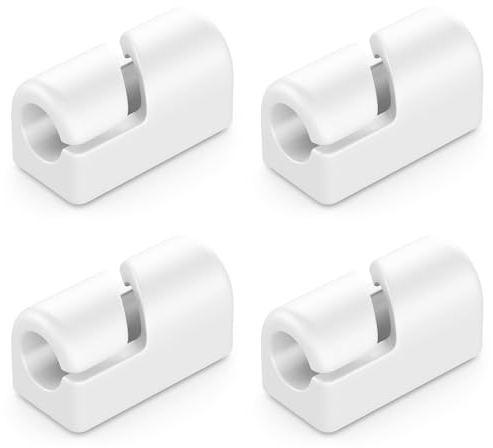 deleyCON Lot de 4 Supports de Câbles Serre-câbles Autocollants Gestion des Câbles Serre-câbles Guide-câbles Organisateur de Câbles Support de Câbles Fixation de Câbles Maison Plinthe Silicone Blanc