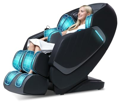 RelaxRelife Massagesessel, Ganzkörpermassage Stühle mit Zero Gravity 3D Massage Intelligent Body Scan Detection SL Track Fußmassage zurück Wärme Bluetooth Lautsprecher Schwarz