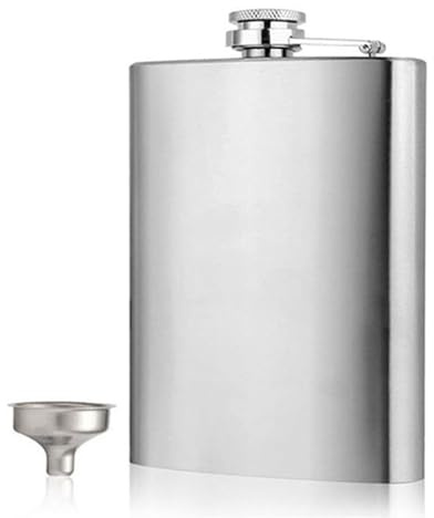DEAUVIOR Men Stainless Steel Hip Flask with Funnel Leak Proof Screw Cap Pocket Flask Drinking Flask for Storing Whiskey Alcohol (18oz)