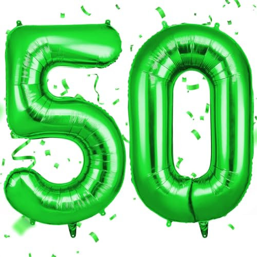 OFFCUP Palloncini Compleanno Verde 101 CM, Palloncino Numero 50, Foil Palloncini Numeri, Giganti Palloncini Numeri, Decorazioni Festa Compleanno, Gonfiabili Pallone per Anniversario