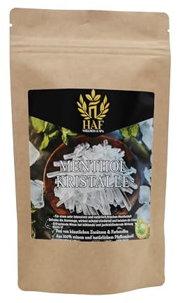 HAF® Mentholkristalle 100g im Beutel | Saunakristalle aus 100% reinem Minzöl | Sauna Zubehör | Saunaaufguss | Befreit die Atemwege & sorgt für intensiven Duft in der Sauna | Qualität: Made in Germany