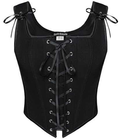 SCARLET DARKNESS Women Renaissance Corset Top Vintage Lace Up Medival Peasant Vest for Corset Dress
