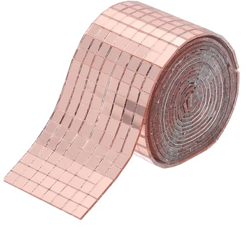 QUARKZMAN 2400 PCS Carreaux De Miroir En Verre Pour Boule Disco Carreaux De Mosaïque Auto-Adhésifs Rose Or 5 x 5mm Pour Boule Disco, Bricolage, Décoration KTV 1 Feuille