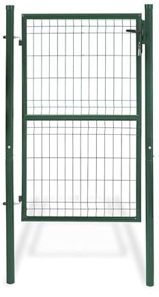 IDMarket - Portilla de jardín (105 x 150 cm, ocultable, acero verde, con cerradura y asa)