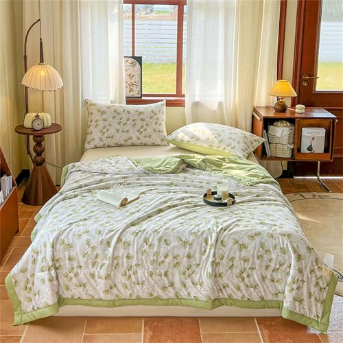 Odot Trapunta Inverno per Letto Singolo Matrimoniale Una Piazza e Mezza, 2,5 Tog Trapunta Leggera Primaverile Piumino Estivo Coperta Trapuntatura Traspirante e Morbido (Foglie verdi,220 * 240cm)