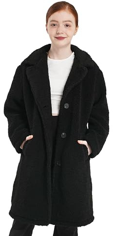 maoo garden Ragazze Grandi Sherpa Felpa Cappotto Abito Autunno Inverno Leggero Giubba Lungo Stile Giacca Trench Nero 12 anni