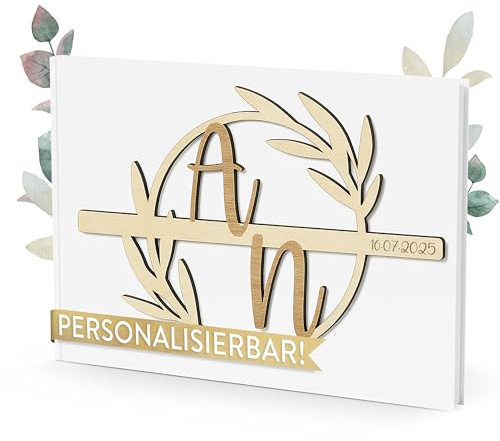 TWIVEE - Gästebuch - für Hochzeit, Geburtstag, Babyparty, Ferienwohnung etc. - 100 blanko Seiten weiß - Hochzeitsalbum - Hochzeitsbuch - Hochzeitsgästebuch - Personalisiert