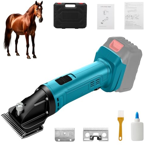 Tondeuse pour Chevaux Compatible avec Makita 18V, Tondeuse Animaux pour Poils de Vache Poils de Mouton Poils de Cheval Sans Fil, 6 Vitesses 2500 RPM/Min (Sans Batterie)
