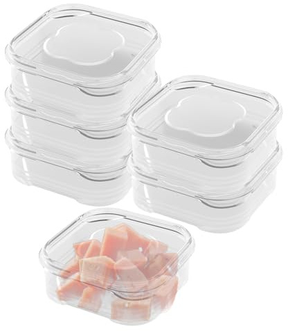 hocadon 6 Recipientes Pequeños con Tapa 350 ml Tarros de Plastico con Tapa Pequeños Reutilizables Recipientes Comida para Preparación de Comidas y Organización, 12x12x4,5cm