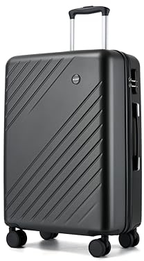 Kono Medium Suitcase, Lightweight 24Inch Luggage with 4 Wheels | ABS+PC hard shell, 4 wheels, 3-digit combination lock, for week-long holidays, business trips and check-in travel, grey
