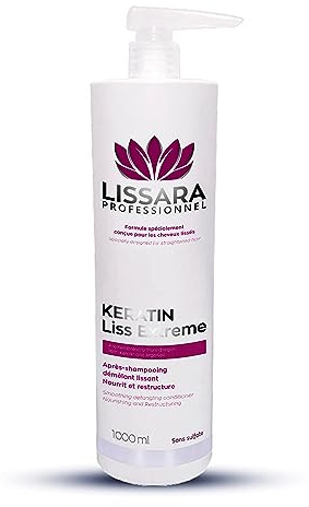 LISSARA - Après-shampoing Masque Sans Sulfate - Sans Silicone - Sans Paraben - à la kératine - Prolongateur Apres Lissage Brésilien - Fabriqué en France (1000ml, Après shampoing)