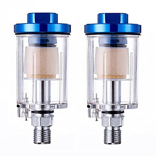 ANCLLO 2 st 1/4 tum gängspraypistol luftmätare regulator mini airbrush tryckregulator klar in-line verktyg vattenfälla filter färg tillbehör blå