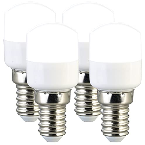 Luminea Kolben-Leuchtmittel E14: 4er-Set LED-Kühlschranklampen, E14, T25, 150 lm, 2 W (LED-Lampen tageslichtweiß, Kolben-Lampe, Einbaustrahler)