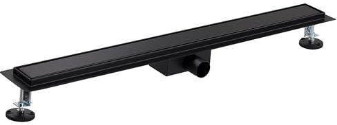 Caniveau extra plat pour douche italienne reversible finition noir mat/ou à carreler longueur 80 centimètres - Avec siphon anti odeur et filtre pour cheveux NOYON & THIEBAULT
