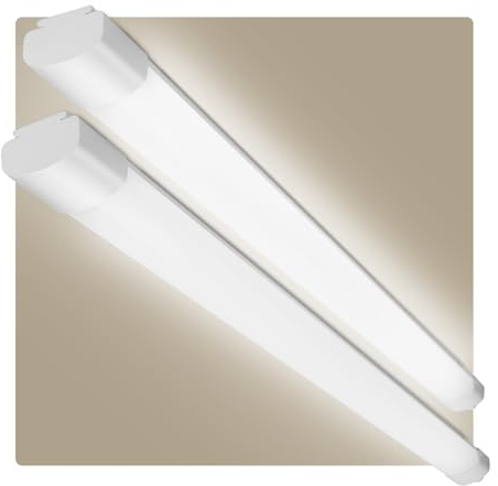 2 Stück Feuchtraumleuchte LED 120cm, 36W 4000LM Deckenleuchte Röhre, IP65 Wasserfest Kellerlampe Werkstattlampe Badezimmerlampe Garagenlampe für Keller Küche Garage