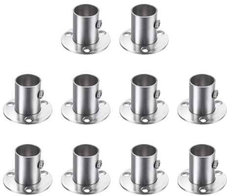 QUARKZMAN 10pz Supporto Flangia Asta Armadio in Acciaio Inox, 3/4 Dia Supporto per Asta Flangiato Attacco Palo Supporto Tubo Parete con Viti, Argento