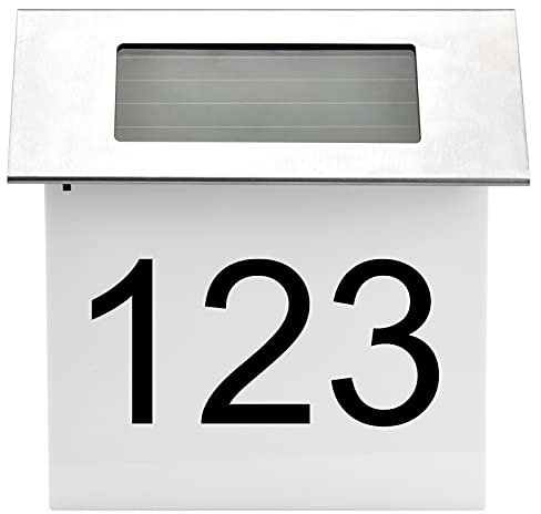 Solar House Number Light Waterproof Outdoor Address Plaque Daylight White Solar-Powered Sign for Home Exterior