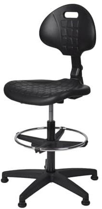 Topsit IND000112 Arbeitsstuhl aus Polyurethan, ergonomischer Arbeitsstuhl, Laborstuhl, höhenverstellbar und leicht zu reinigen, Stabiler Sockel mit Metallfußring und Füßen.