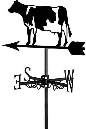 TLTDSMYF Handgefertigte Wetterfahne mit Kuh-Motiv, Gartenstecker, Wetterfahne, Windrichtungsanzeiger mit Rostschutzbeschichtung, korrosionsbeständige Wetterhahn-Messwerkzeuge