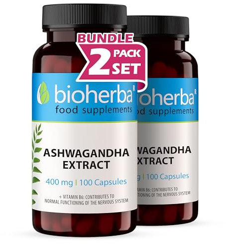 Ashwagandha Estratto Forte 400 mg - Per Sollievo Naturale da Stress e Ansia, 200 Capsule BIOHERBA