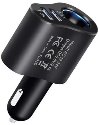 Generic Car Charger, 12V/24V Fast Duals Charging Outlet, 80W Smart Multi-Functional for Trucks, Smartphones, Dash Cam, SUVs