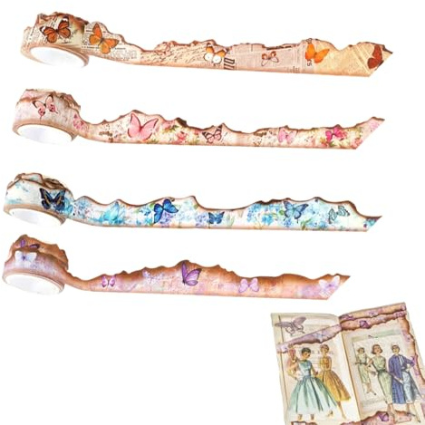 Eterspr 4 stycken Pre-Cut Washi Tape Stickers, Washi Tape Set, dekorativ tejp, för klippbokstillbehör, gör-det-själv-hantverk, planerare, presentförpackning