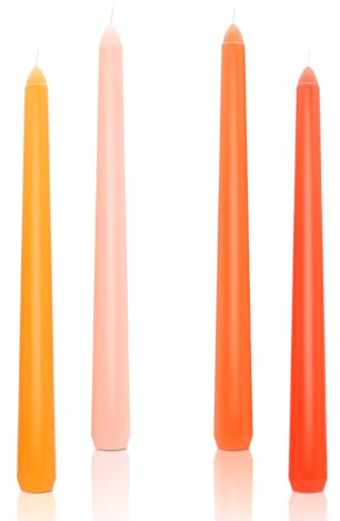 Orange Tapered Candles, Gradient Dinner Candles, Non Drip Long Non Scented for Birthday Valentine's Day Hanukkah Christmas Halloween Home Decoration 4PCS