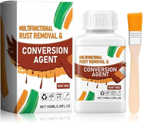Rakiuty Togli Ruggine per Metalli, Convertitore Ruggine, Antiruggine per Ferro, Rust Remover con Pennello, Adatto a Varie Superfici Metalliche Come Ferro, Acciaio, Rame, 100 g