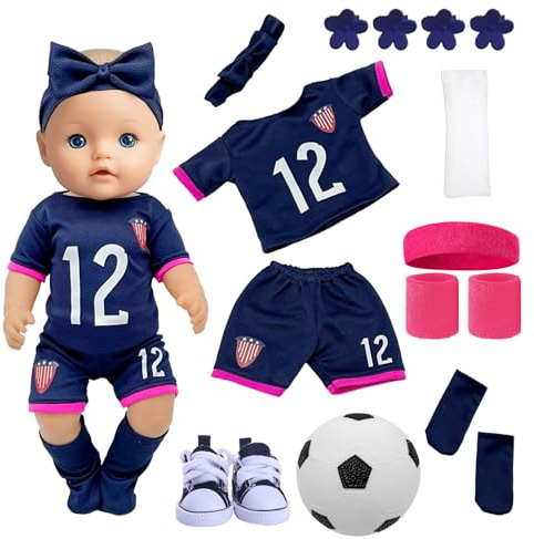 Baby Doll Clothes for 14-18 Inch Doll, Soccer Doll Clothes Outfits
