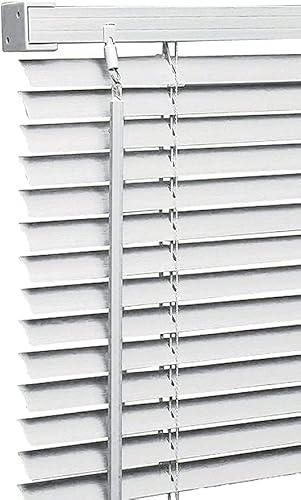 Ruby Deals PVC Venetian Blind Blinds Window (White 240W x 213H cm) | 25mm Thin Slats Trimmable Window Blinds Treatments Easy Fit Curtains with Metal Headrail & Fittings Home Office
