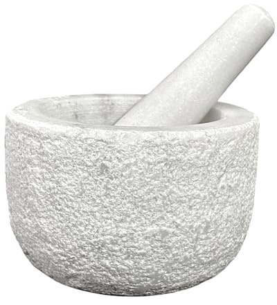 CBAM Mortaio Marmo Bianco Carrara Martellato Pestello in Marmo Mortar Home Art Ø 14cm