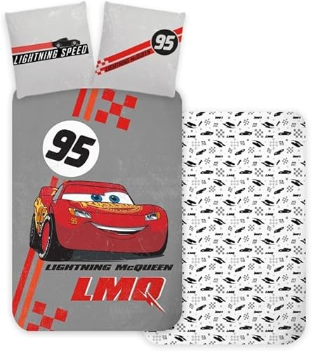 Disney Cars - Set di biancheria da letto per lettino, motivo: Saetta McQueen, composto da copripiumino 100 x 140 cm + federa 40 x 45 cm, 100% cotone, morbida, per letti piccoli o neonati, morbida e