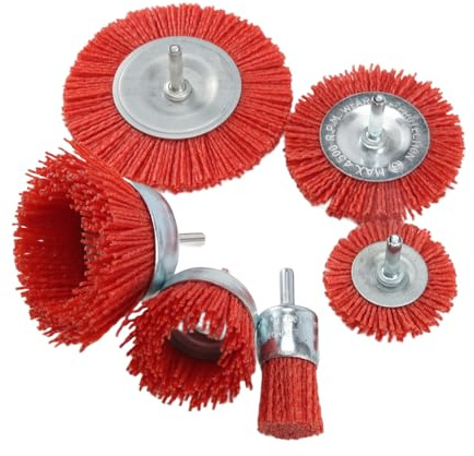 Harewtwy 6Pcs Nylon Filament Abrasive Wire Brush Wheel & Cup Brush Set with 1/4 Inch Shank, 6 Sizes Nylon Set Perfect