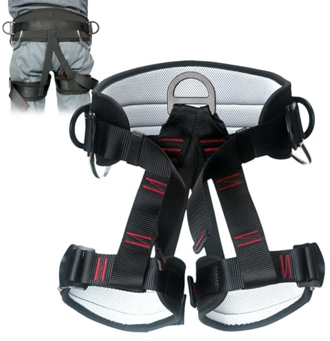 Arnés De Escalada Ajustable De Medio Cuerpo - Cinturón De Seguridad Profesional Para Montañismo, Rescate Contra Incendios, Escalada En Roca, Espeleología | Cómodo Arnés Transpirable Para Mujeres Y