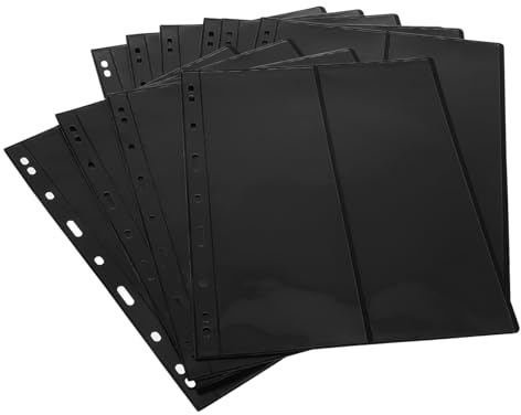 VILLFUL 10 Páginas de Inserciones para Álbum de Colección de Sellos, Hojas Sueltas de Doble Cara Fondo Negro, Formato 9 Bolsillos Verticales para Organización y Almacenamiento de Sellos,