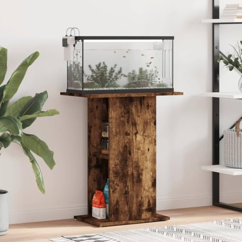 Mangloder Akvariumställ rökek av trämaterial, 60,5 x 36 x 72,5 cm, med öppna fack, förvaringsutrymme för tillbehör, lämplig för vardagsrum och kontor, för akvaristik och terraristik