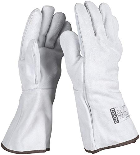 HandschuhMan. OX-ON Schweißerhandschuhe aus weichem und haltbarem Leder lang Größe 10, 12 (10/XL)