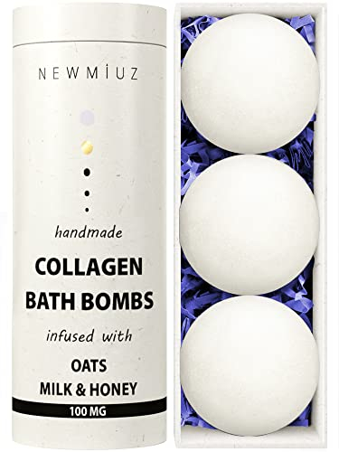 Creamy Collagen Bubble Bath Bombs Infused with Oatmeal Milk & Honey Essential Luxurious Bath Additives for Dry Skin Nourishment Indulge In A Blissful Bathing Spa Experience With Your Relaxing Gift Set