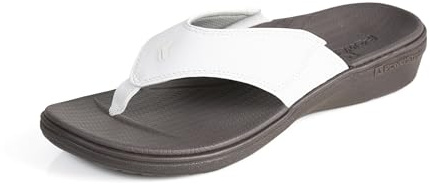 PowerStep Archwear, Women's Arch Supporting Thong Sandal, Women's Orthotic Casual Dress Flip Flop, Shock Absorbing Sole, Plantar Fasciitis Relief, Neutral Arch, Lightweight, Non-Slip Tread, White, 7