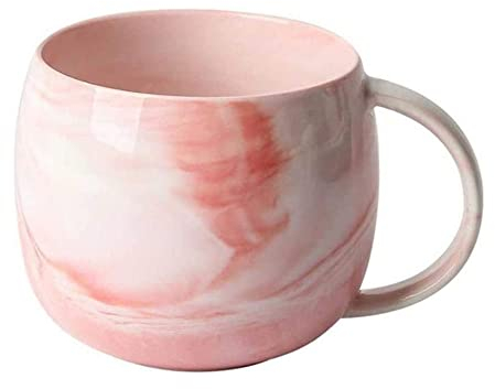 eKsdf Marmoroptik Kaffeetassen Tasse Bauchig Keramikbecher 300ml Mokkatasse Cappuccino Tassen Bürotasse Porzellantasse mit Henkel für Kaffee Tee Mokka Milch Kakao Saft (Rosa)