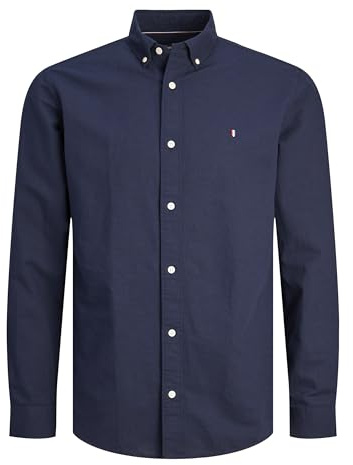 JACK & JONES Jprblusummer Shield Chemise à Manches Longues L/S pour Homme, Navy Blazer/Fit : Slim fit, M