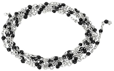 PATIKIL 1m/3.3 Piedi Inox Acciaio Cavo Catena, Argento Collegamento Catena Smalto Perle Satellite per gioielle Creazione Fai-da-Te Collana Braccialetti Accessori, Nero
